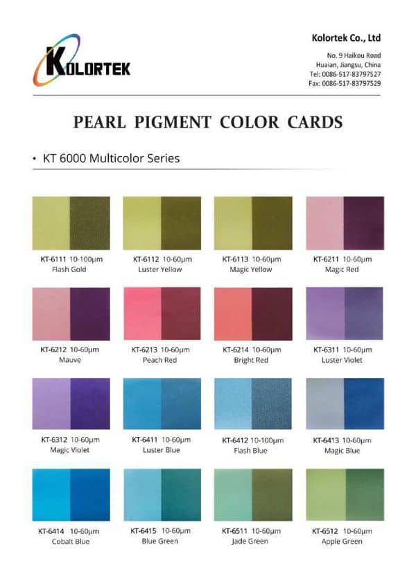 Nuancier de pigments nacrés